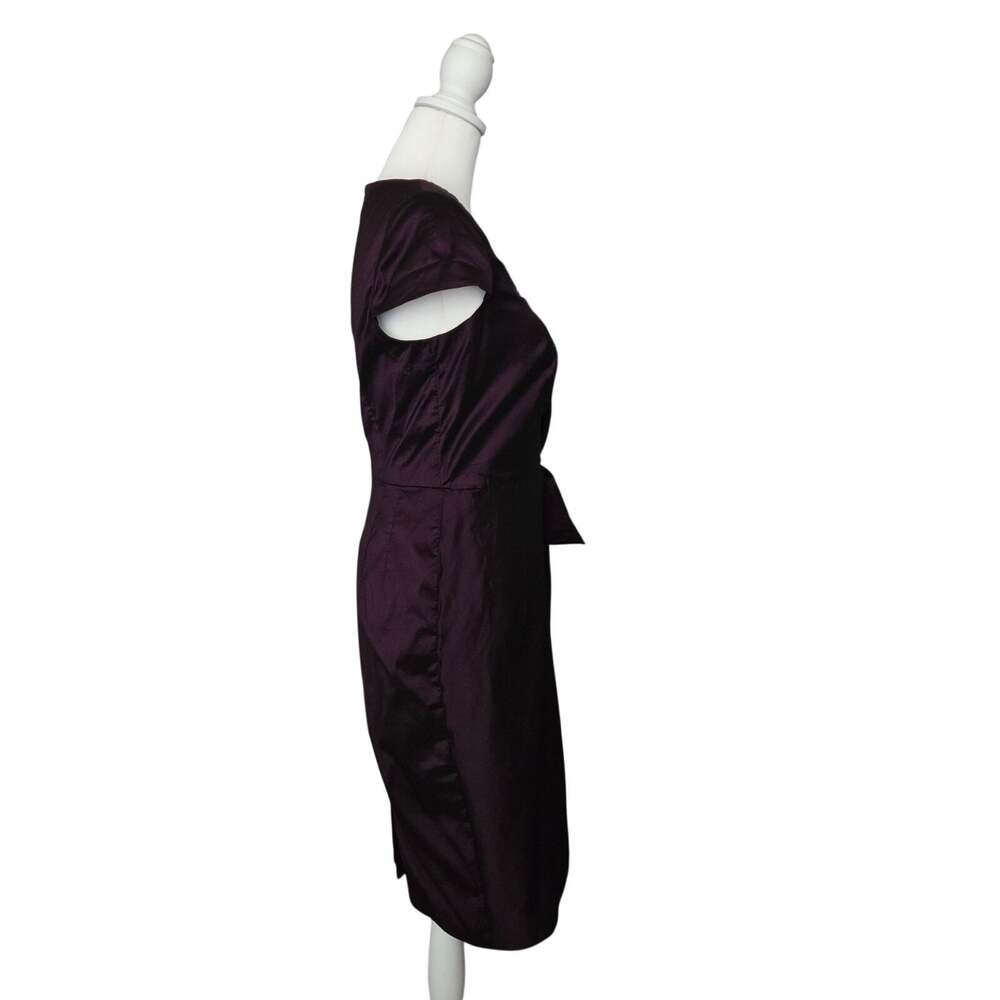Byron Lars Beauty Mark Cocktail Dress Size 8 Plum Taffeta Peplum Sheath Glam - Picture 2 of 13
